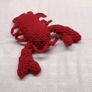 Hand Crafted Amigurumi Crochet Lobster 10” NEW